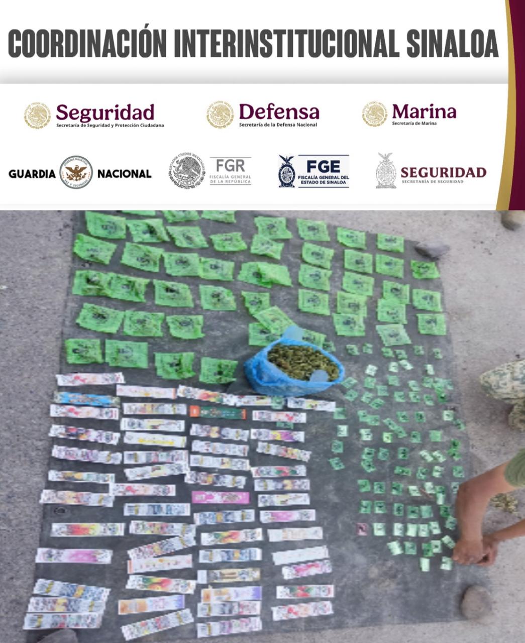 Grupo Interinstitucional asegura decenas de dosis de distintas drogas en la zona rural de Mazatlán