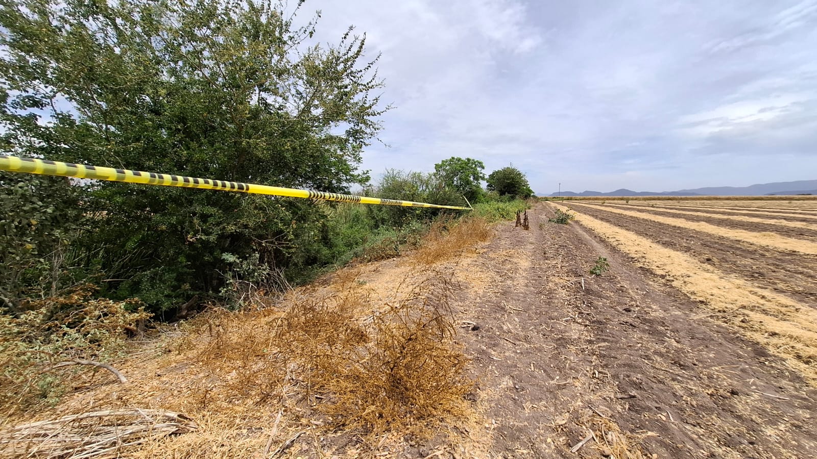 Zona acordonada en donde fue localizado el cadáver.