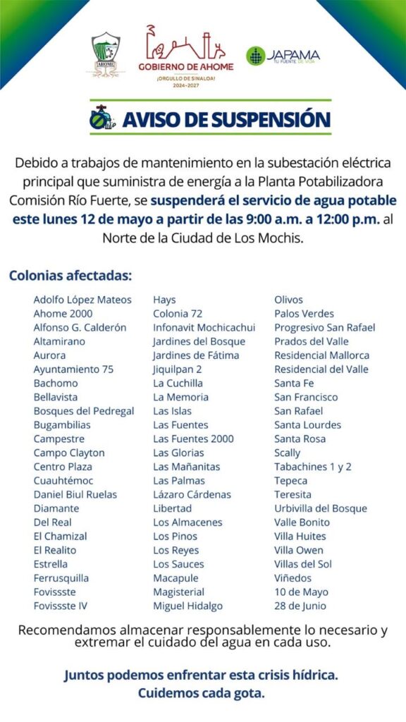 Aviso de Japama