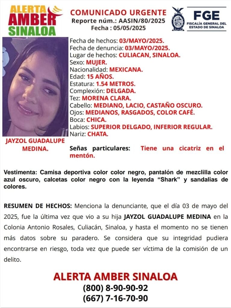 Ficha de búsqueda de Jayzol Guadalupe Medina.