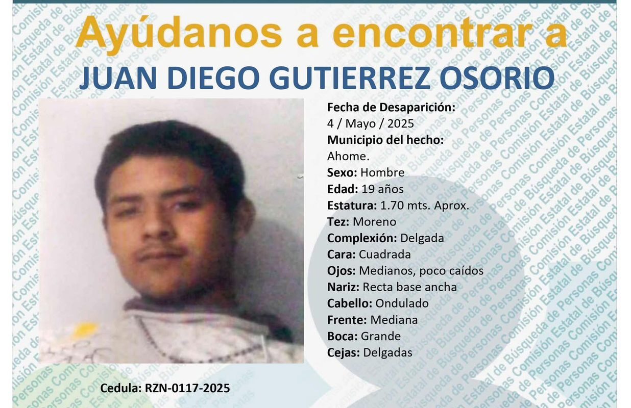 Juan Diego desapareció casi a inicios de mayo en Ahome y su familia lo busca