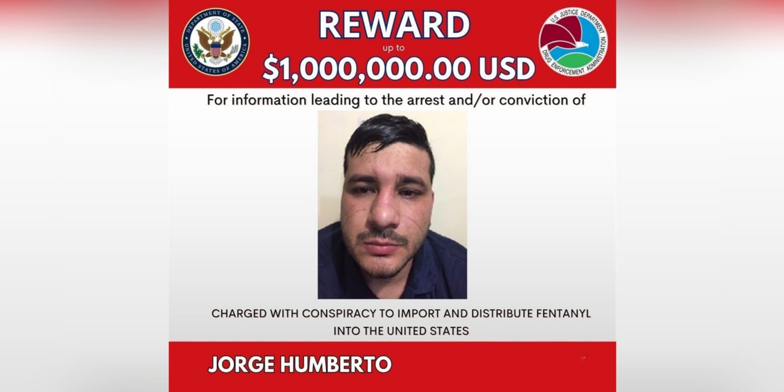 Ficha de recompensa emitido por las autoridades de Estados Unidos hacia Humberto 