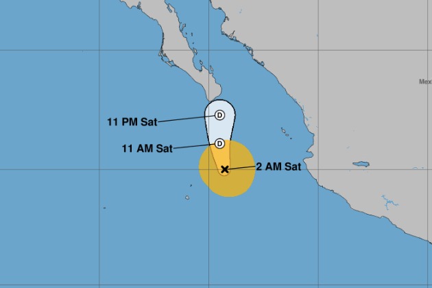 Mapa de pronóstico de la tormenta tropical Alvin hasta las 200 horas de este 31 de mayo de 2025