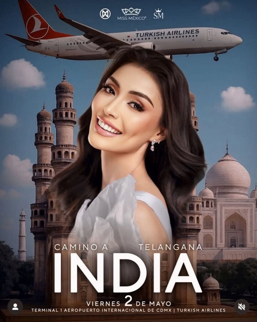 Maryely Leal rumbo a India para Miss Mundo.