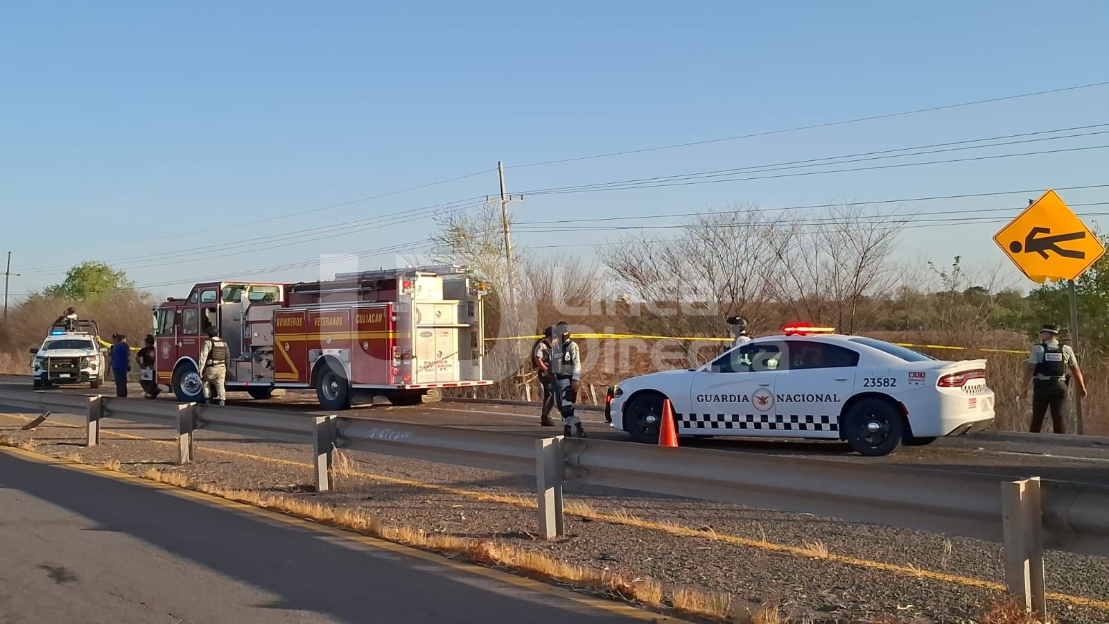 Agentes de la Guardia Nacional acordonan el sitio tras la persecución