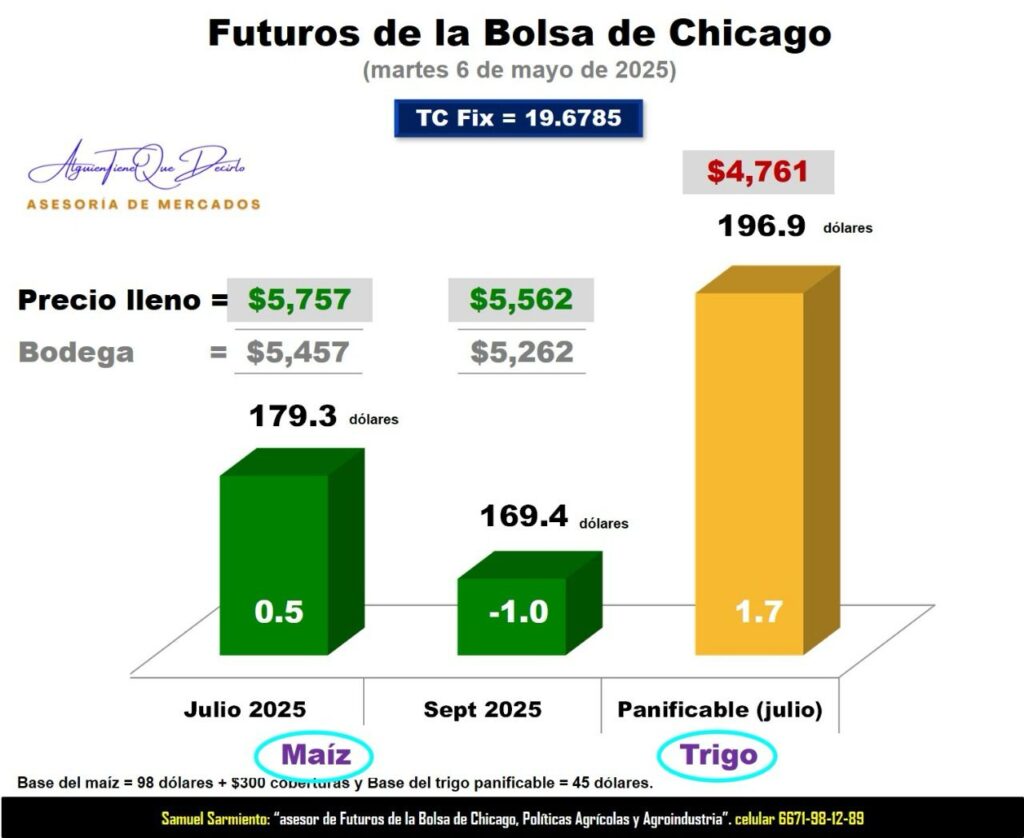 Futuros de la bolsa de Chicago del Trigo y Maíz