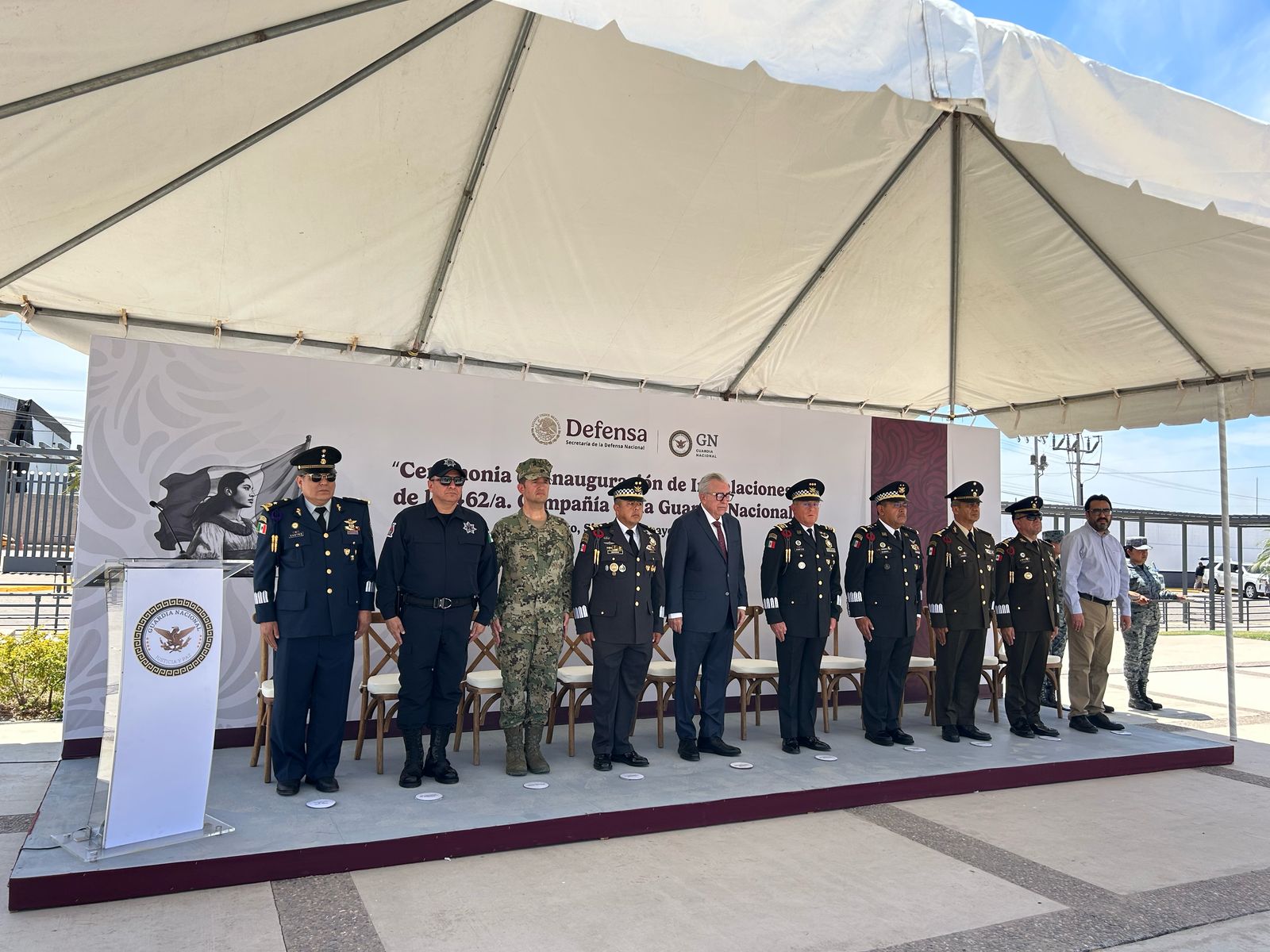 Rocha Moya asiste a la inauguración de las 462 Compañía de la Guardia Nacional