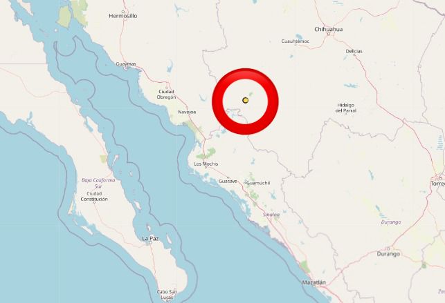 Temblor de magnitud 3.2 el domingo 25 de mayo, 95 kilómetros al noreste de El Fuerte, Sinaloa.