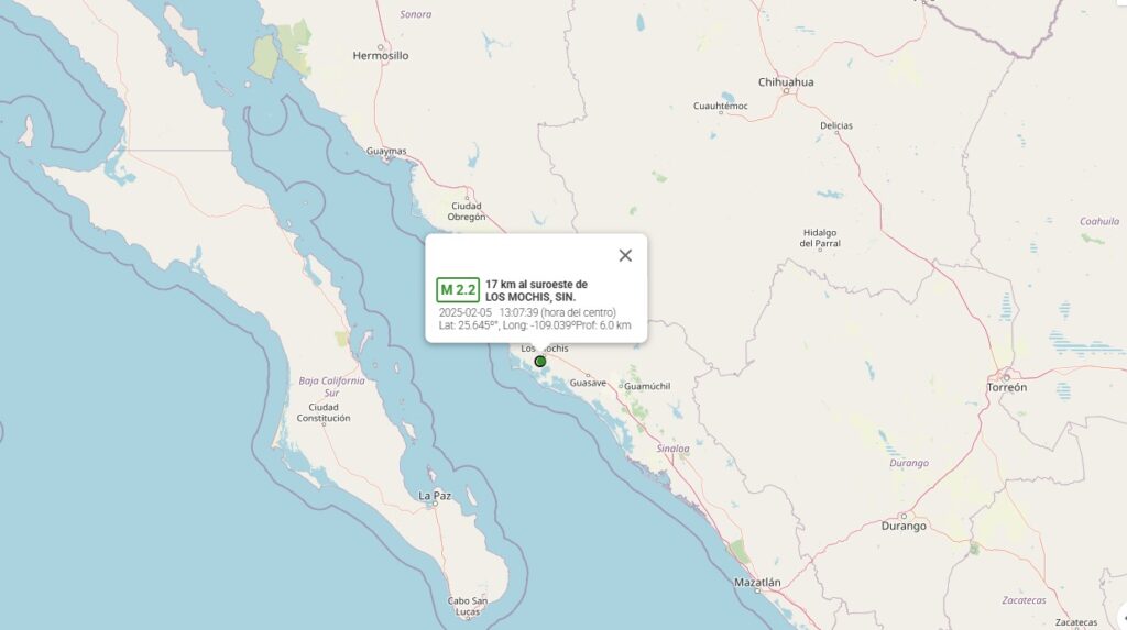 Primer sismo de mayo en Los Mochis.