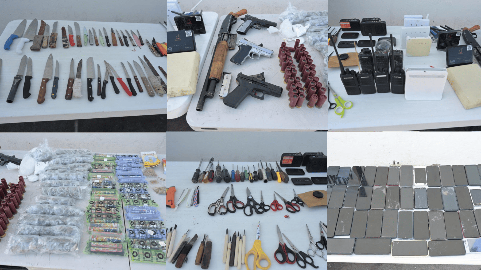 Tras operativo sorpresa en el penal de Aguaruto, en Culiacán, aseguran 4 armas, municiones y droga