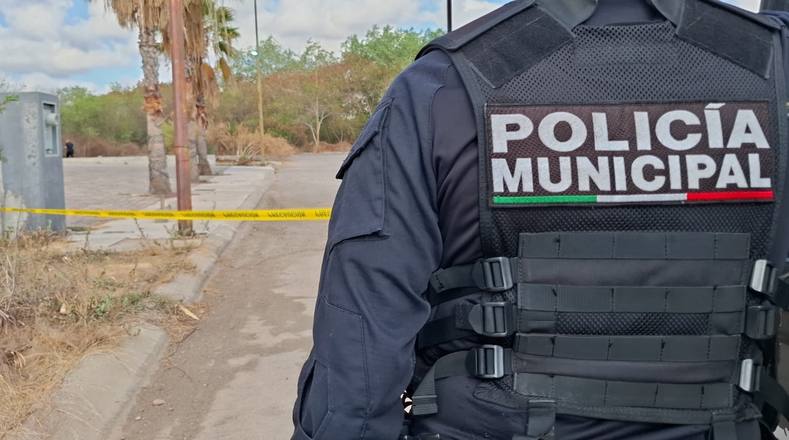 Policía Municipal resguardando el área.