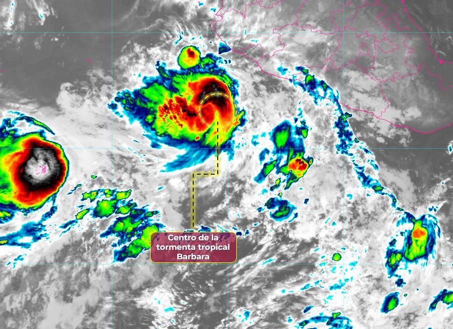 Centro de la tormenta tropical Bárbara.