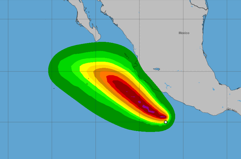 Imagen de satélite de la ubicación de la tormenta tropical Bárbara en el océano Pacífico. NHC