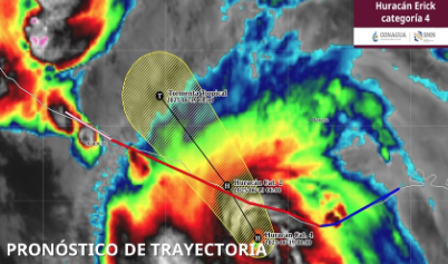 Huracán Erick alcanza categoría 4 y se aproxima a Oaxaca y Guerrero