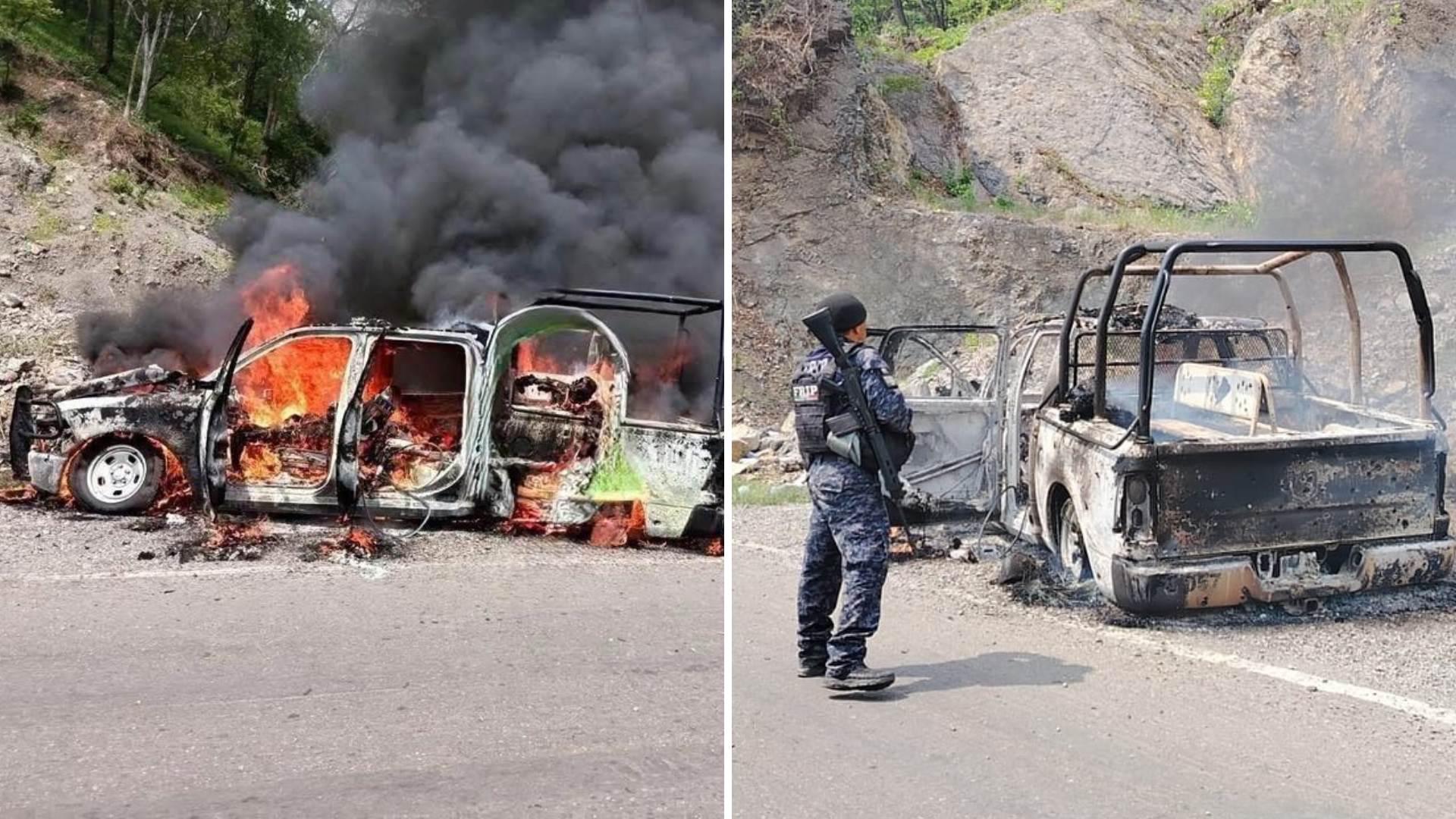 Cinco policías emboscados y calcinados en Chiapas