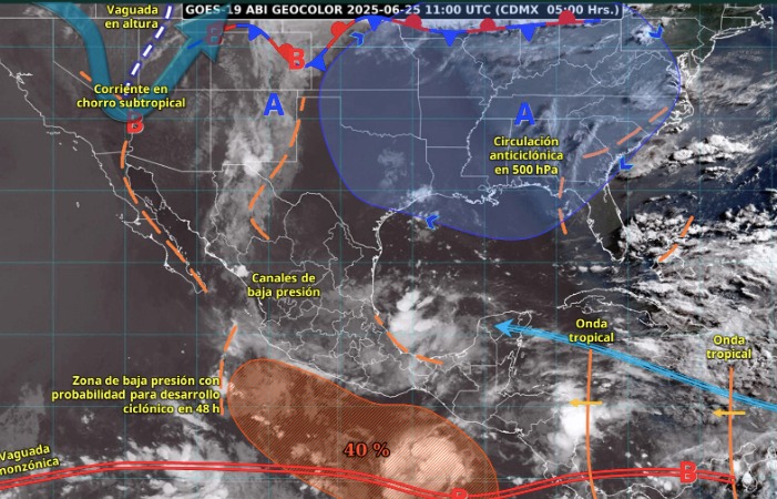 Pronostico del clima para México el 25 de junio de 2025.