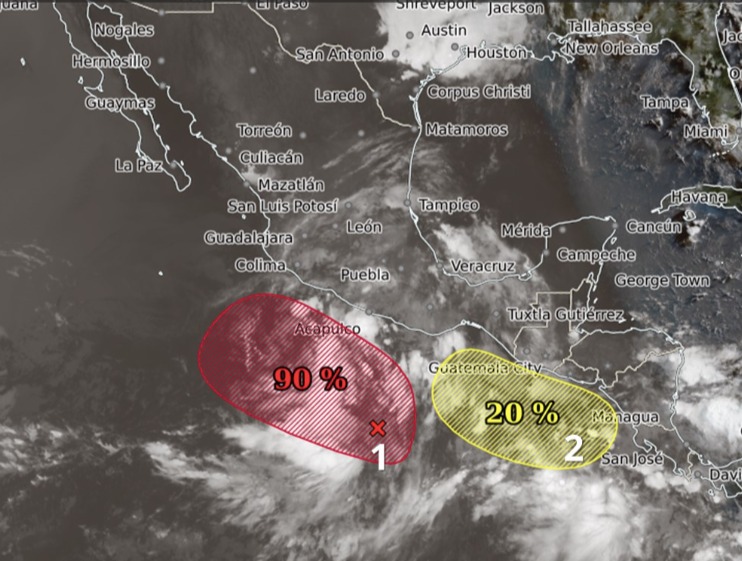 Zonas de baja presión en el Pacífico mexicano.