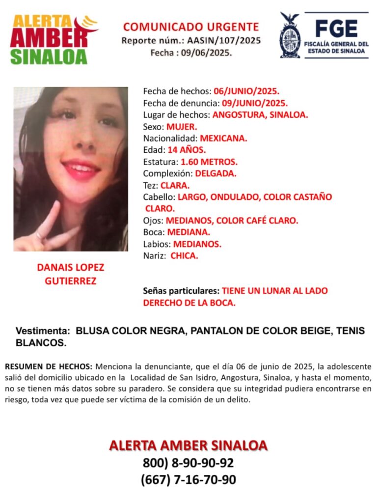 Ficha de búsqueda de Danais López Gutiérrez.