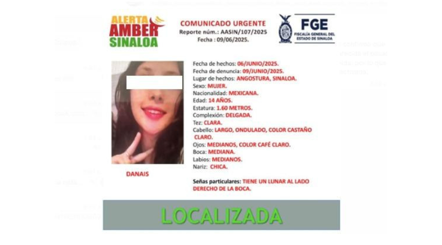 Danais, de 14 años, fue localizada con vida.