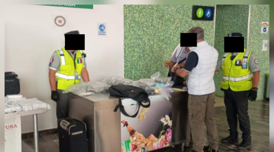Guardia Nacional detiene a sujeto en el aeropuerto de Los Mochis tras detectar mariguana en su equipaje