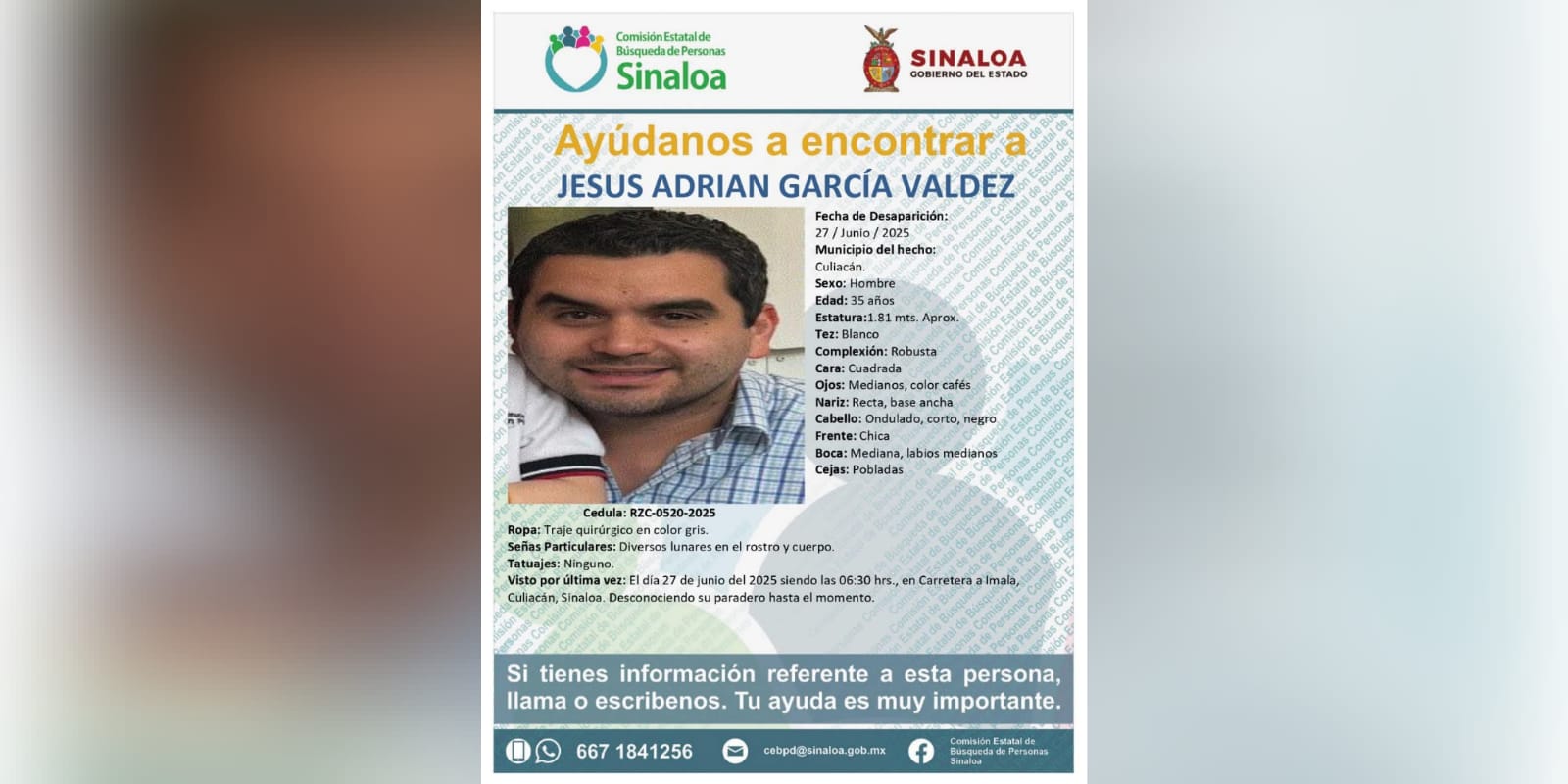 Ficha oficial de búsqueda para localizar al médico Jesús Adrián García
