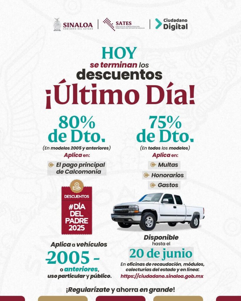 Anuncio de último día de descuentos.