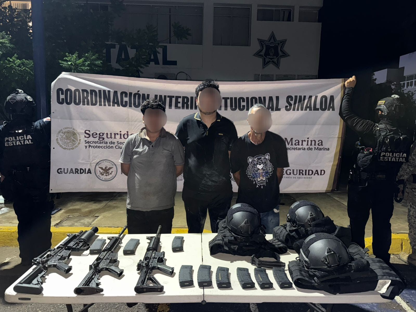Hombres detenidos tras el rescate de una mujer privada de la libertad en Culiacán.