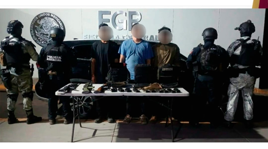 Detienen a tres civiles armados y con explosivos en Culiacán