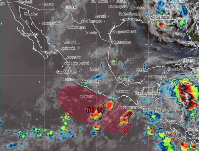 zona de baja presión con probabilidad para desarrollo ciclónico