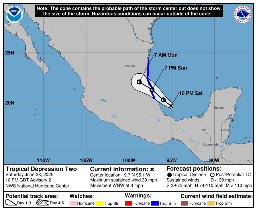 Clima depresión tropical dos