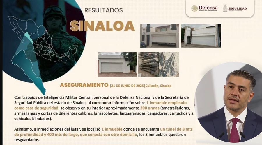 Harfuch informa sobre aseguramientos en Sinaloa.