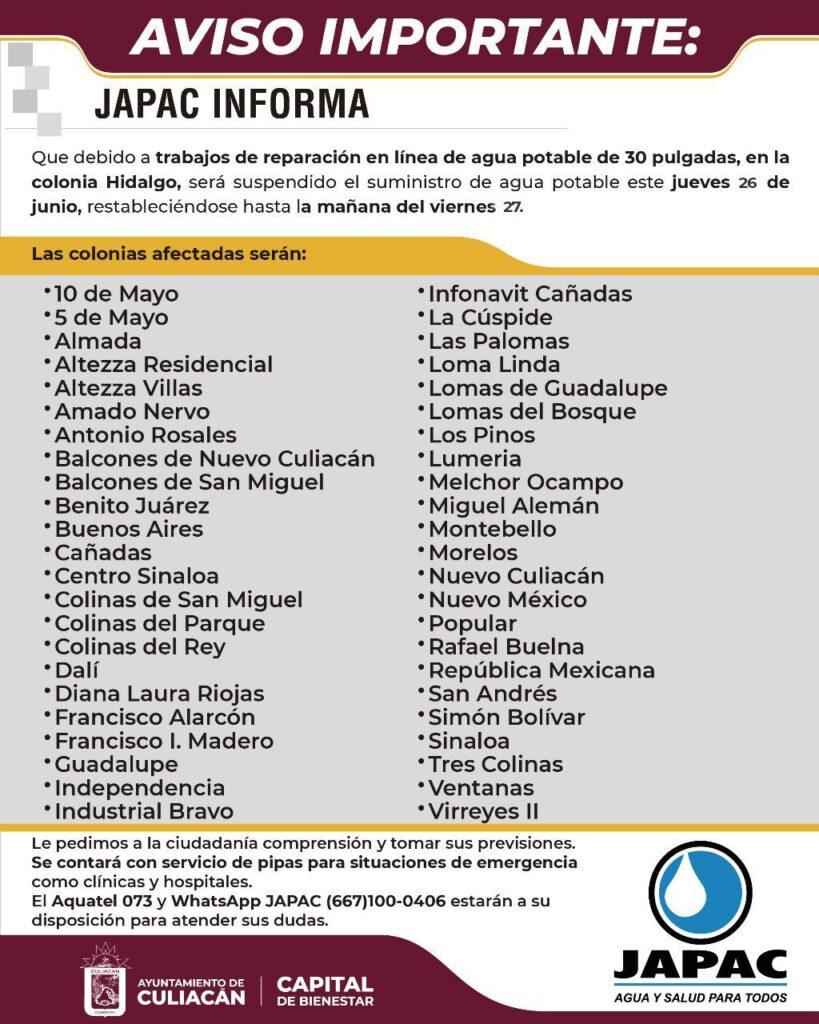 Aviso de Japac.