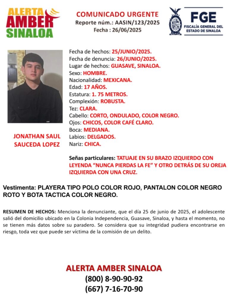 Ficha de búsqueda de Jonathan Saúl Sauceda López.