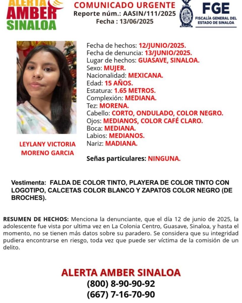 Ficha de búsqueda de Leylany Victoria Moreno García.