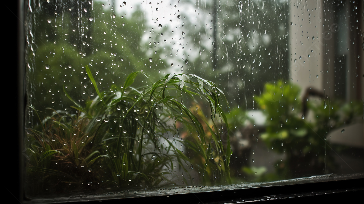 Gotas de lluvia en una ventana.