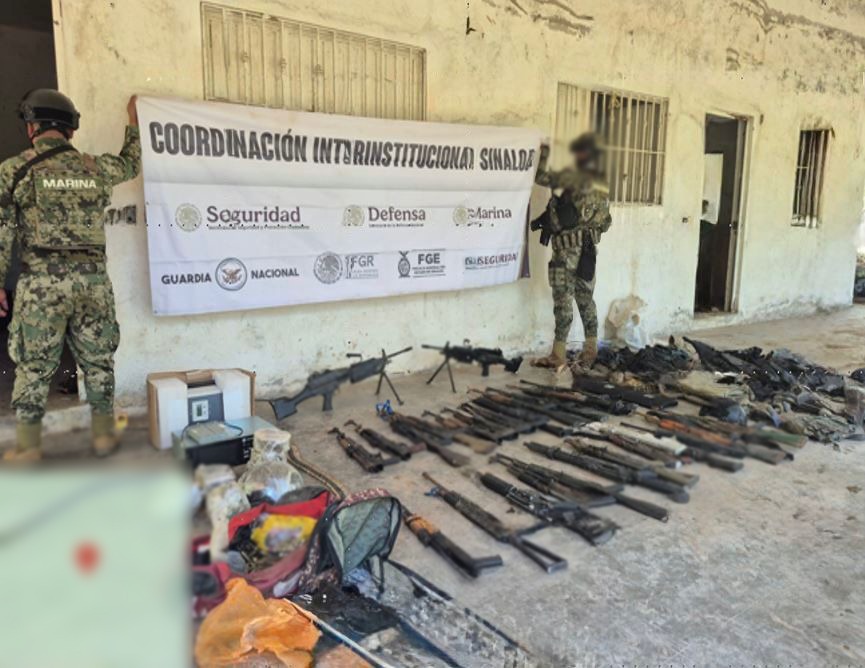 Marina asegura 103 explosivos, 500 emulsiones de explosivo mineral y 26 armas largas en Culiacán