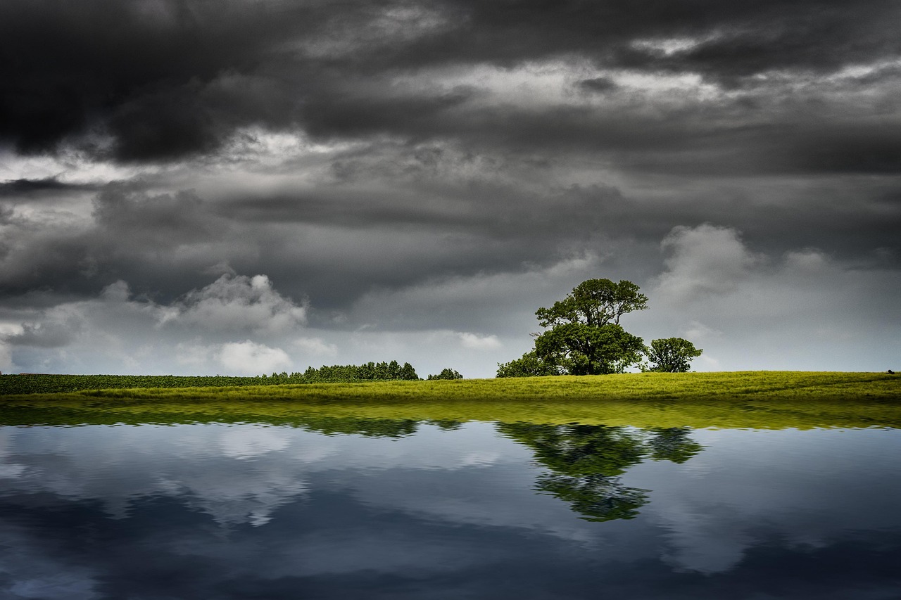 Cielo nublado en un campo.