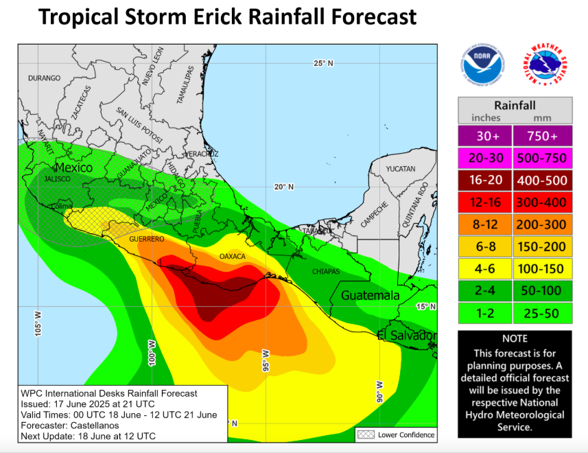 Pronóstico de acumulado de lluvias por Erick.