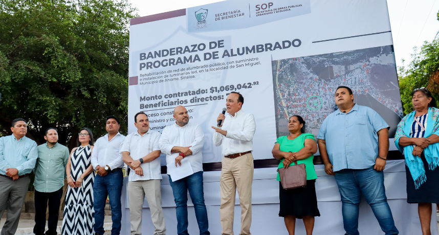 Autoridades inician la rehabilitación del alumbrado público en la sindicatura San Miguel, Ahome
