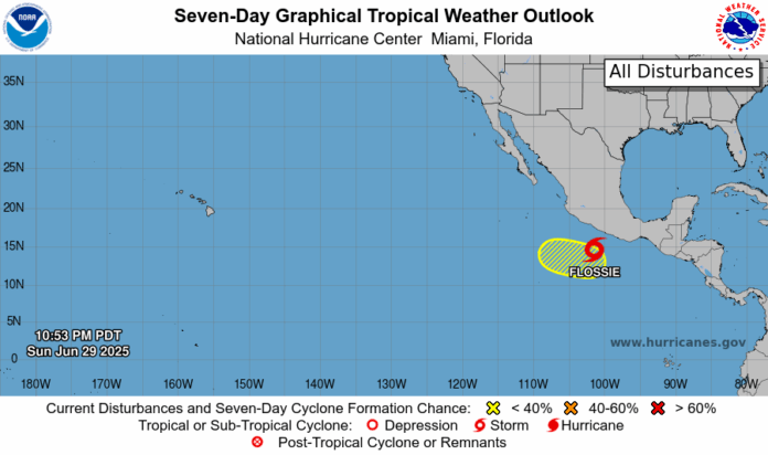 Tormenta Flossie podría convertirse en huracán; Sheinbaum advierte y pide precaución
