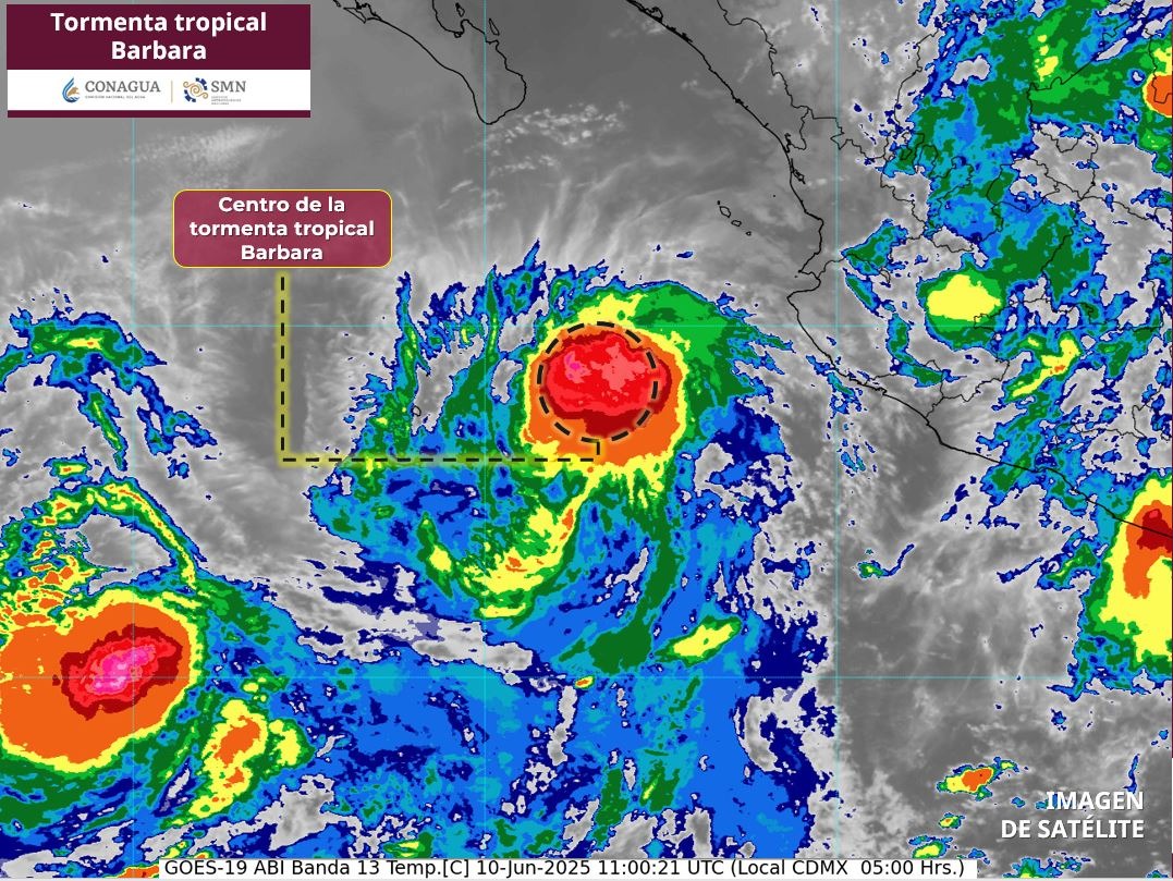 Centro de la tormenta tropical Bárbara.