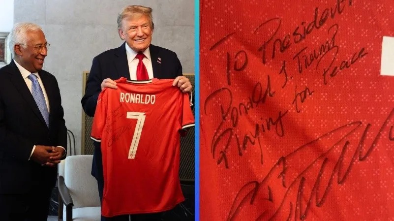 Trump recibe camiseta firmada por Cristiano Ronaldo como símbolo de paz