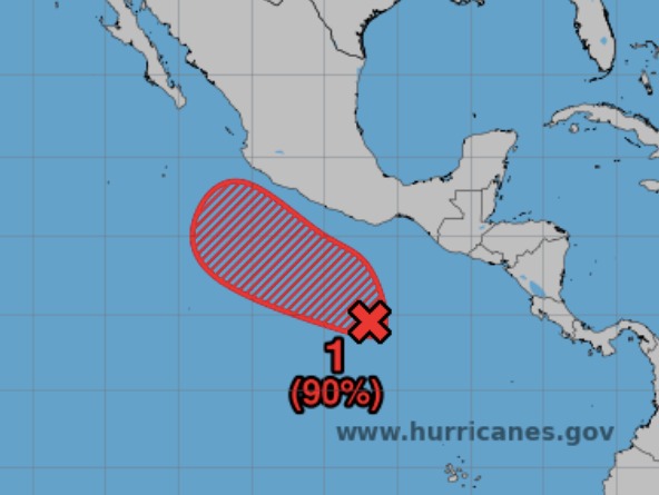 Zona de baja presión con probabilidad de desarrollo ciclónico este fin de semana en el Pacífico mexicano. Podría ser “Dalila”