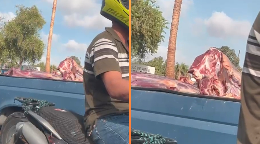 Manejo insalubre de carne en Los Mochis captado en video.