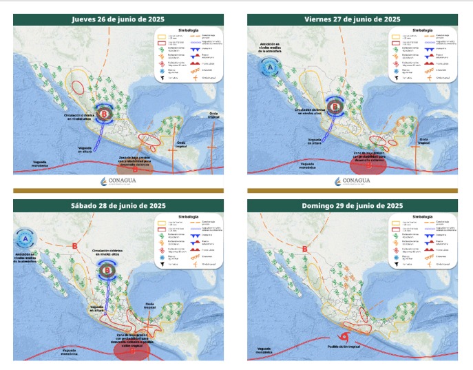 En su aviso de pronóstico extendido, el Meteorológico Nacional marca el nacimiento del sexto ciclón tropical el domingo 29 de junio.