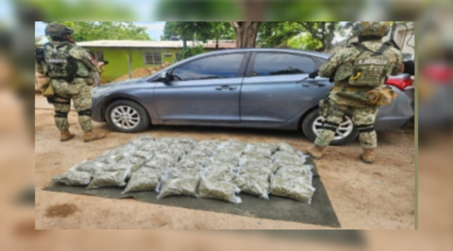 Aseguramiento de 22 kilos de mariguana al sur de Culiacán.