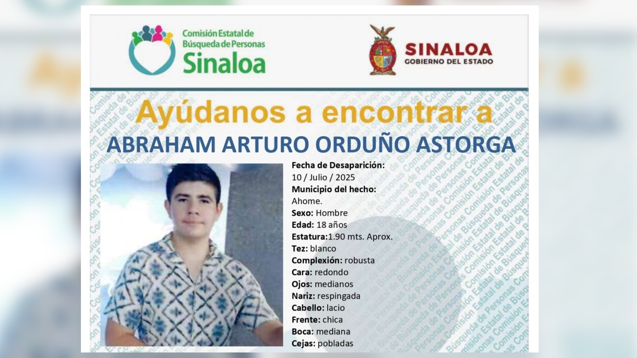 familiares y amigos buscan al joven Abraham Arturo en Ahome