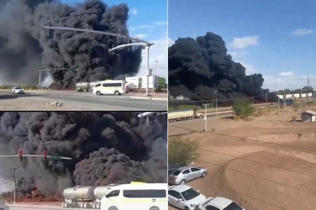 VIDEO: Se registra aparatoso choque de tren y pipa cargada de combustible en Cajeme, Sonora