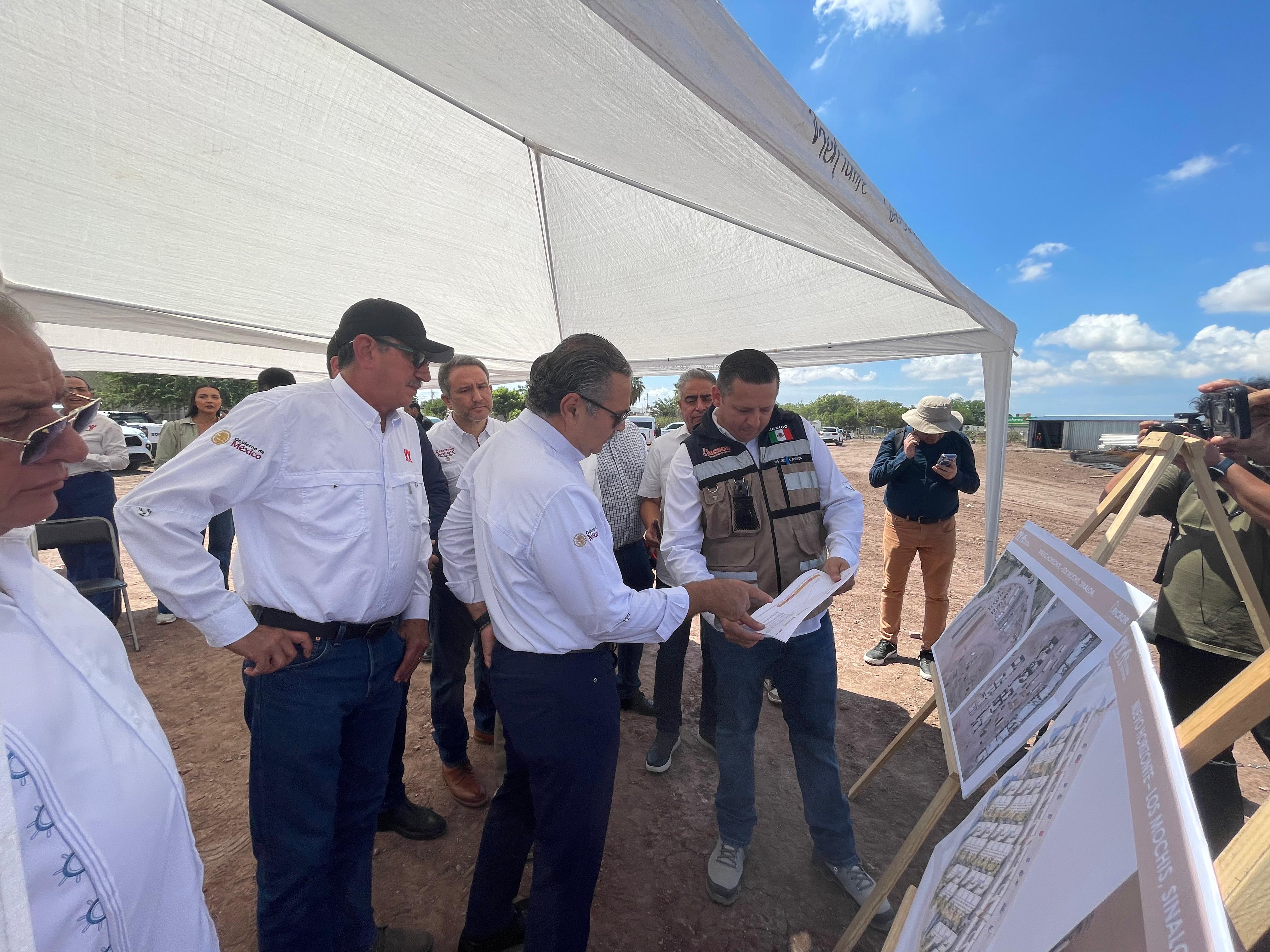 Aquí se presentaron los avances de la construcción de las Viviendas del Bienestar en el predio ubicado en Nuevo Horizonte, Los Mochis