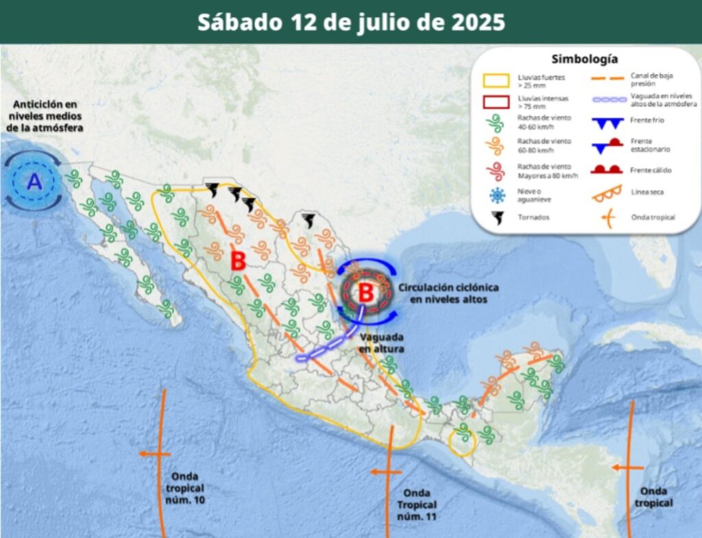Áreas en vigilancia por desarrollo de tormentas significativas en las siguientes horas